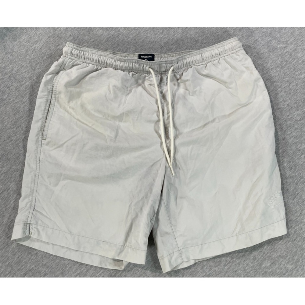PacSun Swim Trunks Shorts Mens Medium Light Gray Nylon Mesh Lined Drawstring